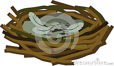 Cartoon empty bird nest Vector Illustration